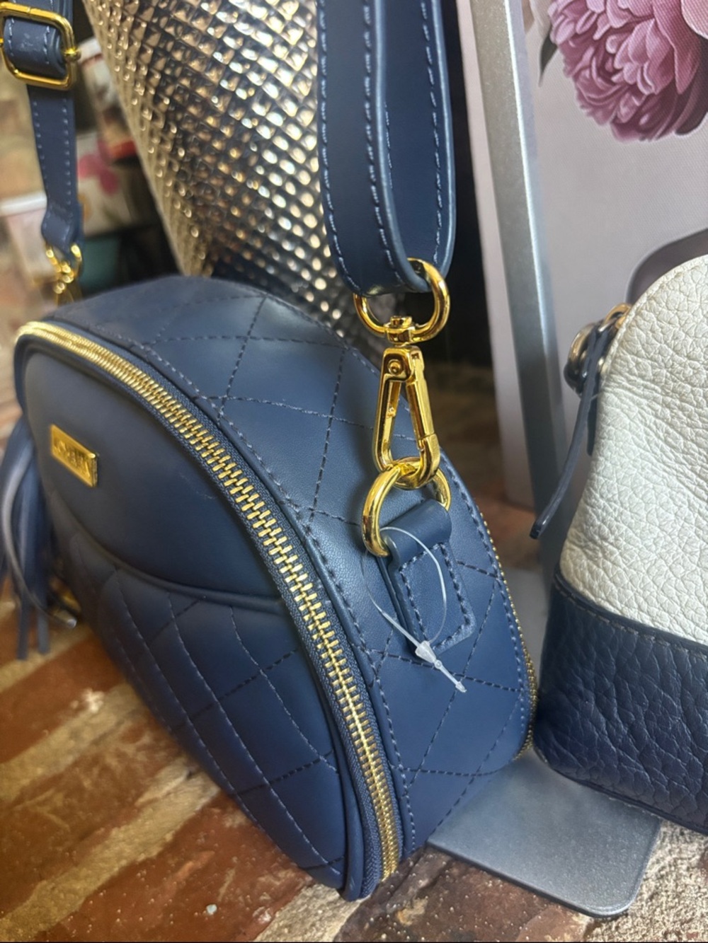 kate spade Navy and White Two-Tone Crossbody and Joy & Iman bag bundle - Picture 6 of 9